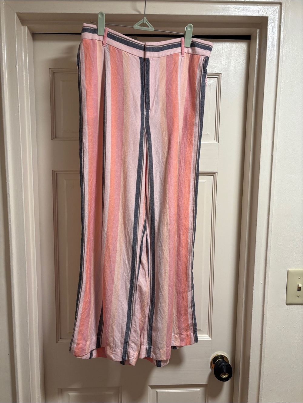 Striped Pink Multicolor Wide-Leg Women's pants